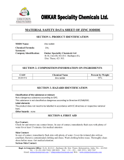 material safety data sheet of zinc iodide