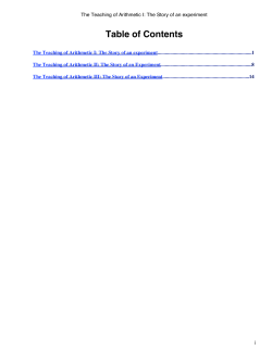 The Teaching of Arithmetic I: The Story of an experiment
