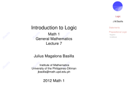 Introduction to Logic - Institute of Mathematics