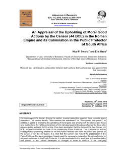 An Appraisal of the Upholding of Moral Good Actions by the Censor