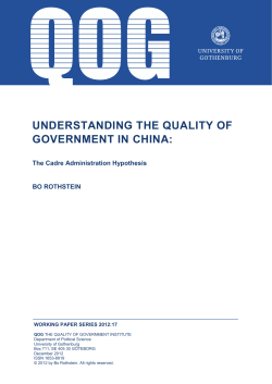 UNDERSTANDING THE QUALITY OF GOVERNMENT IN CHINA: