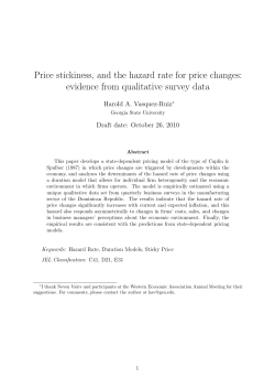 Price stickiness, and the hazard rate for price changes