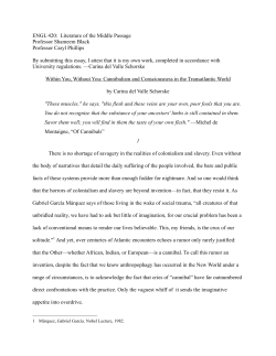 ENGL 420: Literature of the Middle Passage Professor Shameem