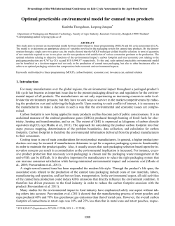 Optimal practicable environmental model for canned tuna products