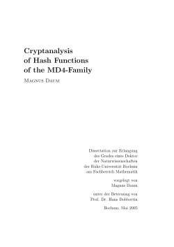 Cryptanalysis of Hash functions of the MD4-family - Ruhr