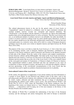 "Avant Garde Poetry in Latin America and Spain: Aspects and