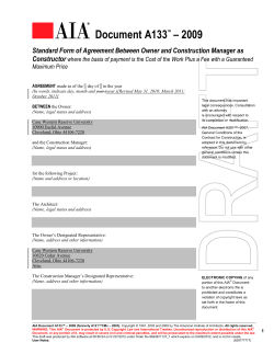 A133-2009 - Owner-Construction Manager as Constructor Agreement