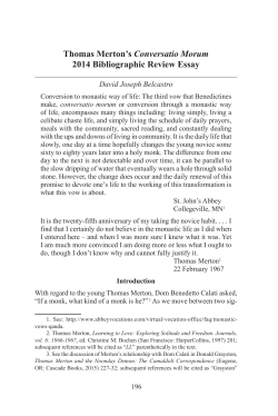 Thomas Merton`s Conversatio Morum 2014 Bibliographic Review