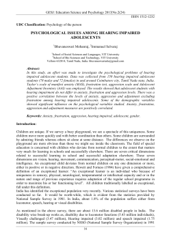 psychological issues among hearing impaired adolescents