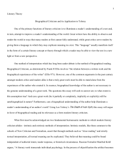 Literary Theory Biographical Criticism and its