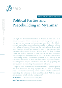 Political Parties and Peacebuilding in Myanmar