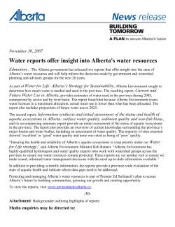 November 30, 2007 Water reports offer insight into Alberta`s water