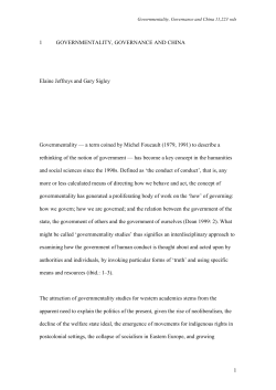 Chinese Governmentalities: Government and
