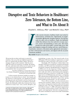 Disruptive and Toxic Behaviors in Healthcare