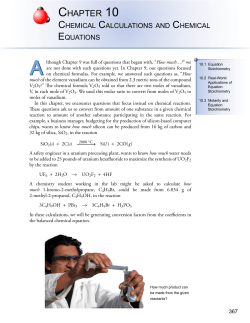 Chapter 10: Chemical Calculations and Chemical Equations