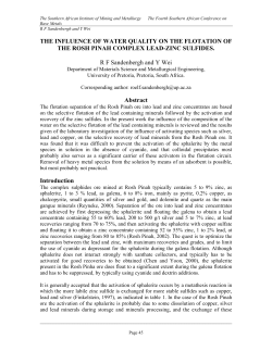 The influence of water quality on the flotation of the Rosh