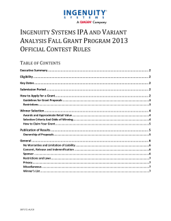 ingenuity systems ipaand variant analysis fall grant program 2013