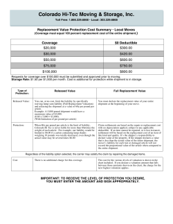 Local moving replacement value Mover Liability program