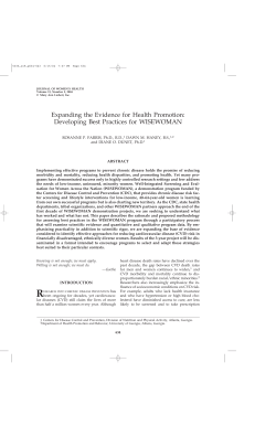 Expanding the Evidence for Health Promotion: Developing Best
