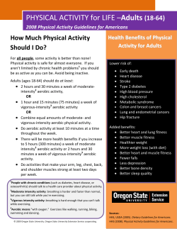 PHYSICAL ACTIVITY for LIFE &ndash;Adults (18-64)