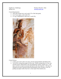 1 English 211, Mythology Professor David G. Allen
