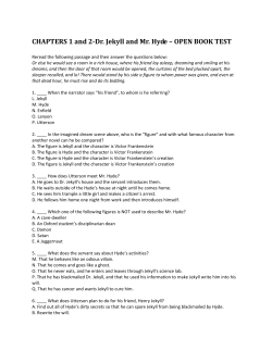 CHAPTERS 1 and 2-Dr. Jekyll and Mr. Hyde