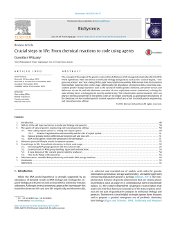 Crucial steps to life: From chemical reactions to code using agents
