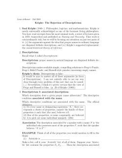 Kripke: The Rejection of Descriptivism 1. Saul Kripke (1940