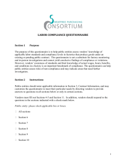 Labor Compliance Questionnaire - Sweatfree Purchasing Consortium