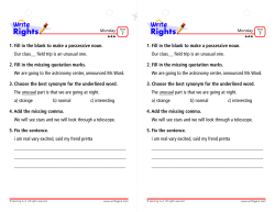 1. Fill in the blank to make a possessive noun. Our class__ field trip