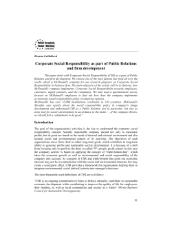 Corporate Social Responsibility as part of Public Relations and firm