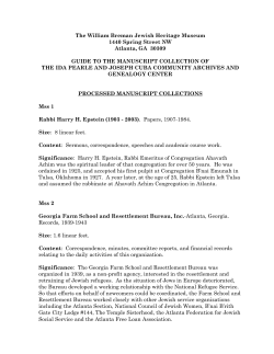 The William Breman Jewish Heritage Museum 1440 Spring Street