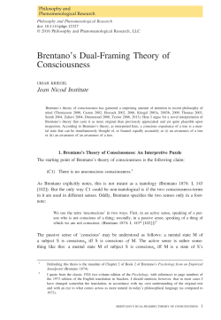 Brentano`s Dual-Framing Theory of Consciousness