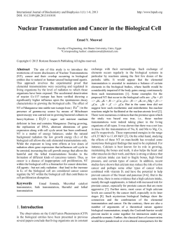 Nuclear Transmutation and Cancer in the Biological Cell