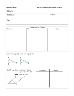 Geometry Notes Section 4-6: Congruence in Right Triangles