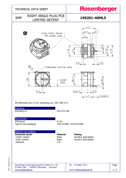 SMP RIGHT ANGLE PLUG PCB LIMITED DETENT 19S201