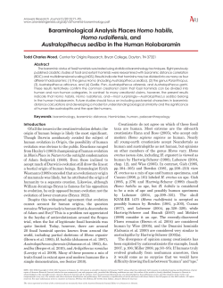 Baraminological Analysis Places Homo habilis, Homo rudolfensis