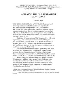 Applying the Old Testament Law Today