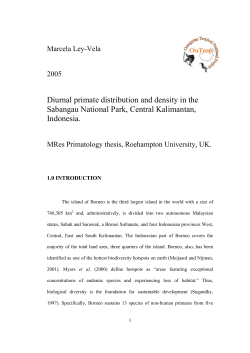 Diurnal primate distribution and density in the Sabangau