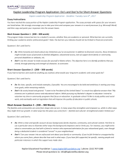 Short Answer Do`s and Don`ts - Kaplan Educational Foundation