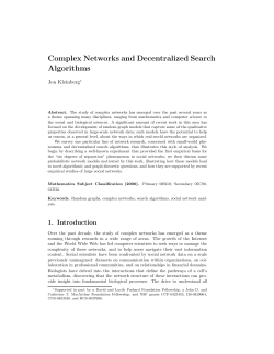 Complex Networks and Decentralized Search Algorithms