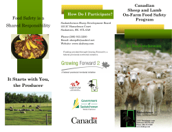 Food Safety is a Shared Responsibility It Starts with You, the Producer
