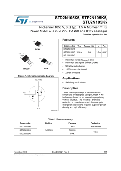 N-channel 1050 V, 6 typ., 1.5 A MDmesh&trade; K5 Power MOSFETs in