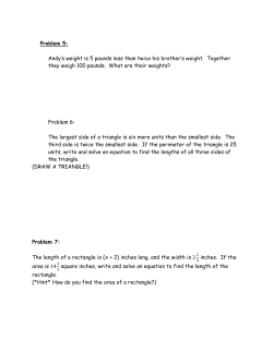 Problem 5: Andy`s weight is 5 pounds less than twice his brother`s