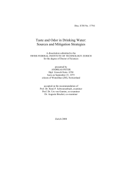 Taste and Odor in Drinking Water: Sources and - ETH E