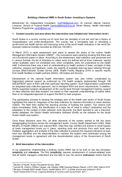 Building a National HMIS in South Sudan: Investing in Systems
