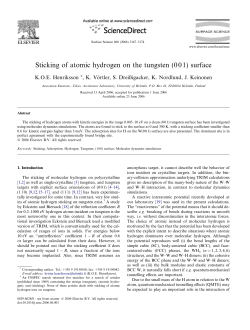 Sticking of atomic hydrogen on the tungsten