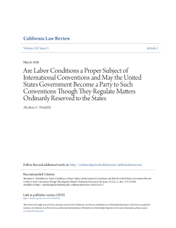 Are Labor Conditions a Proper Subject of International Conventions