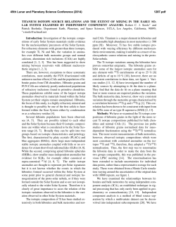 titanium isotope source relations and the extent of mixing in the early