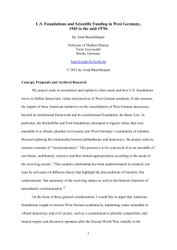 Bauerk&auml;mper, Arnd. U.S. Foundations and Scientific Funding in